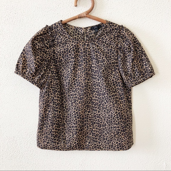 NWOT J. Crew Leopard Print Puff Sleeve Blouse S - Picture 4 of 5